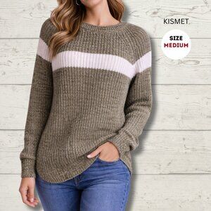 Kismet Knit Sweater – Olive Green/Cream | Size Medium
